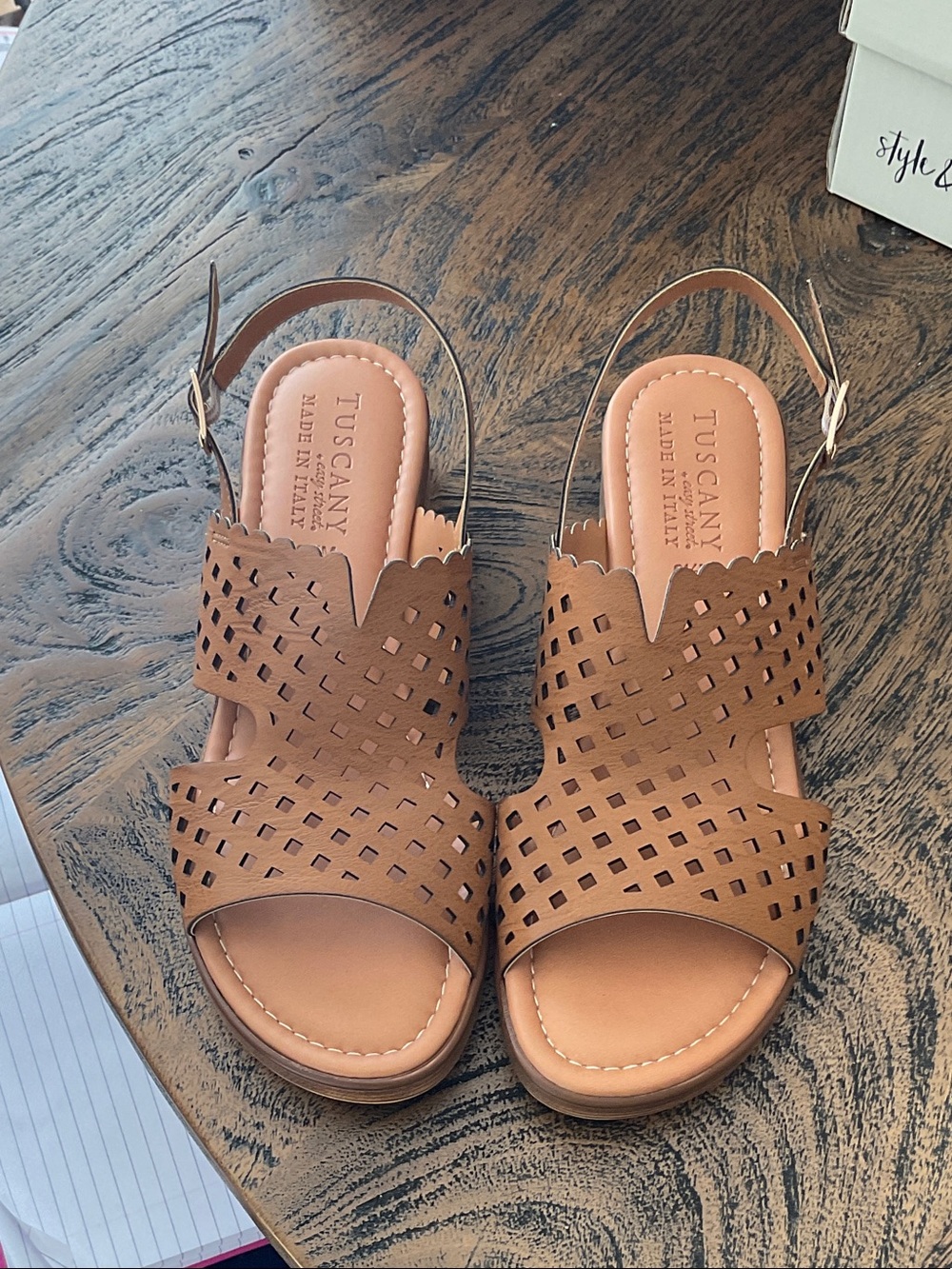 Tuscany easy street Tan Laser-Cut Slingback Sandals